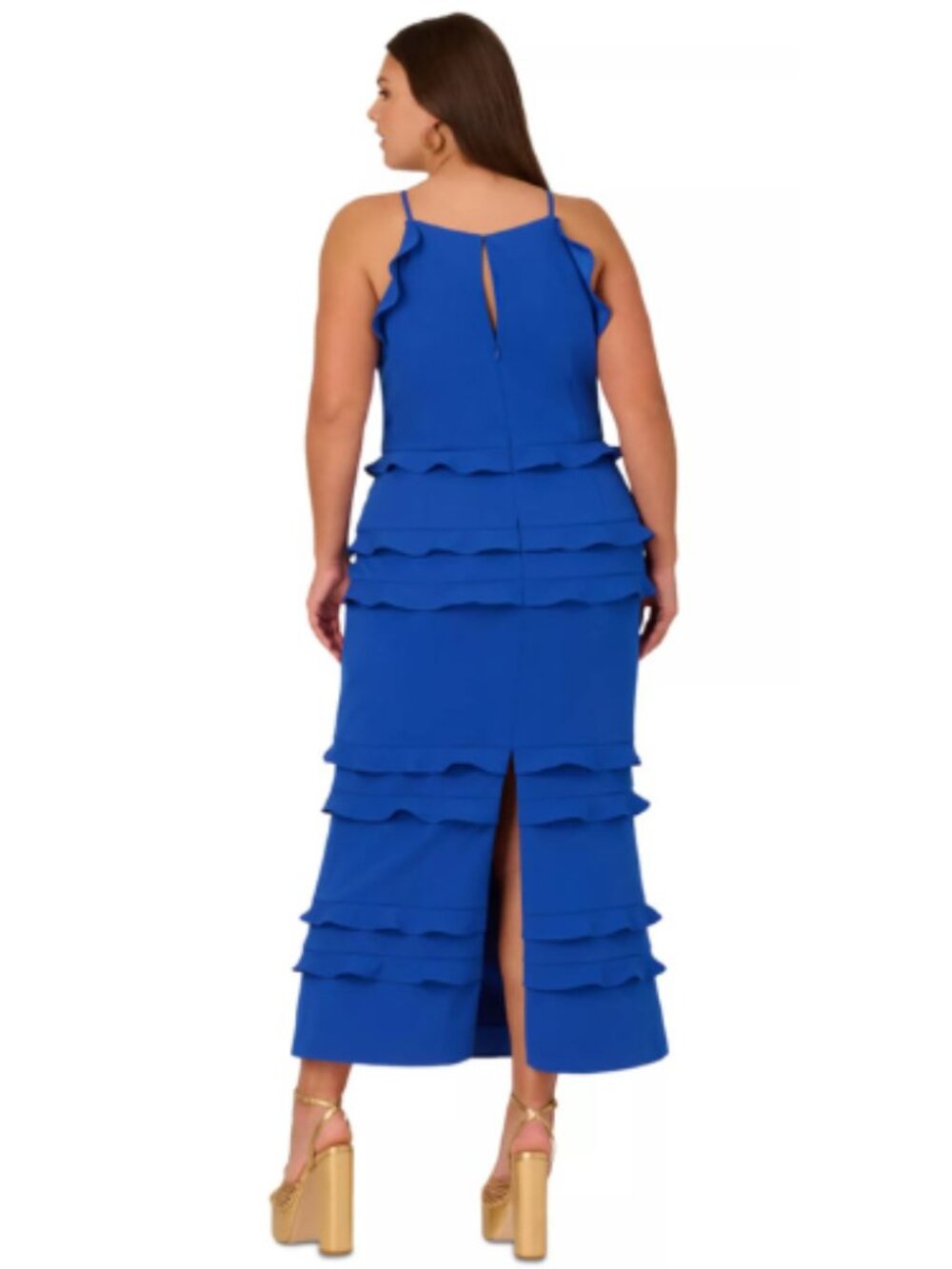 Adrianna Papell Royal Blue Ruffle Formal Evening Event Dress Size - Picture 4 of 14